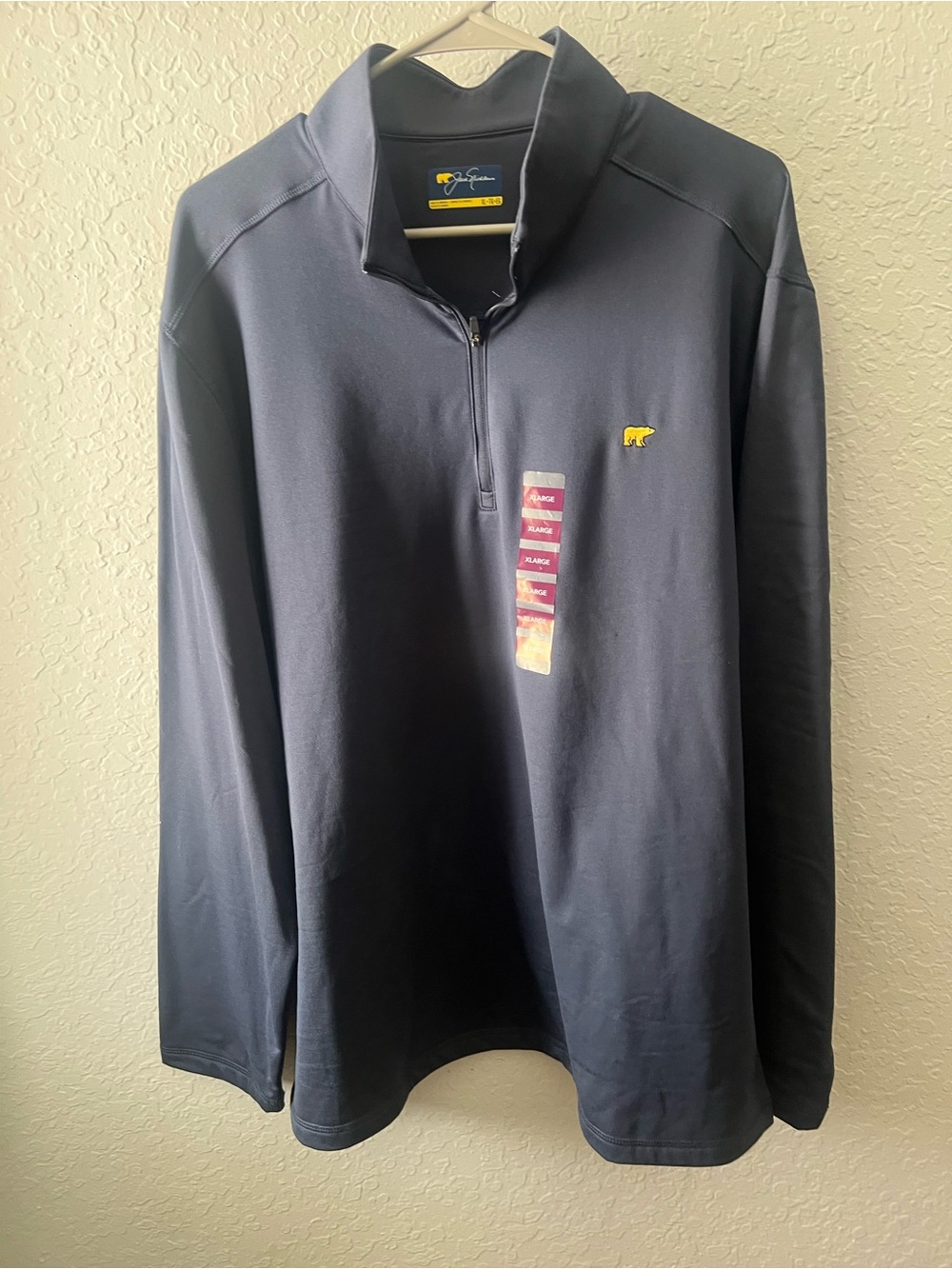 Navy Pullover with Small Yellow Bear Embroidery